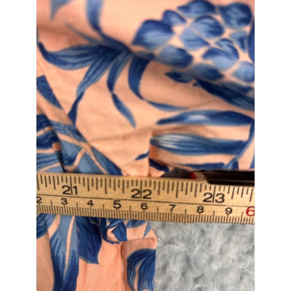Go Barefoot Hawaiian Shirt Mens M Peach Blue Pineapple Aloha Made USA Cotton - Picture 4 of 8